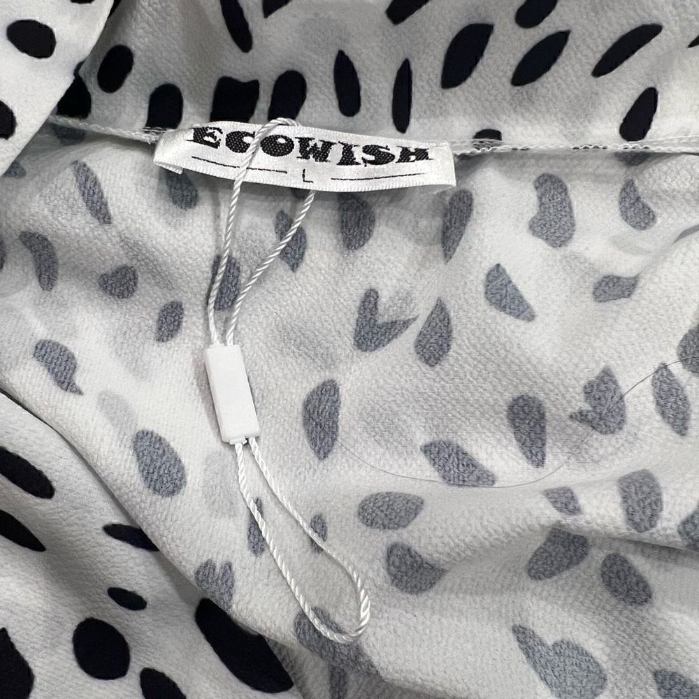 ECOWISH Womens Casual Tops V Neck Leopard Tunic Long Sleeve Button Down Shirts T - Picture 3 of 3